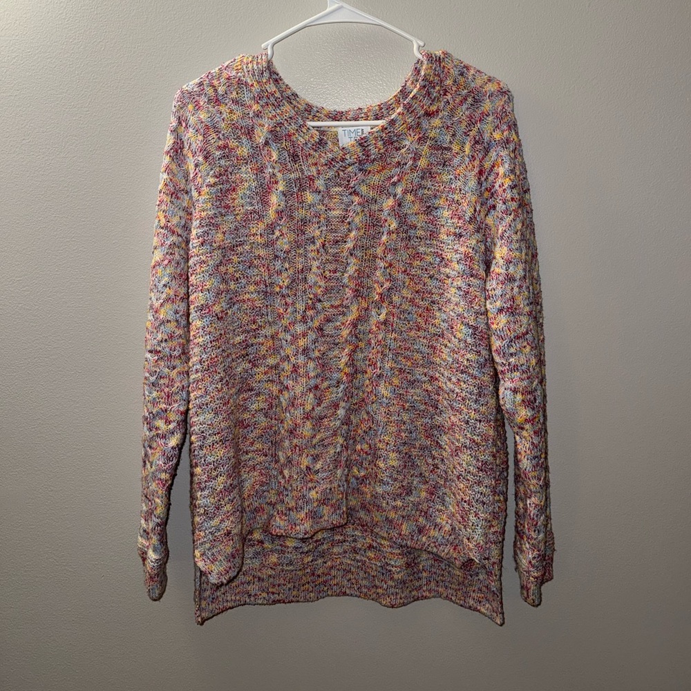 Time and Tru Women's Multicolor Crew Neck Sweater
